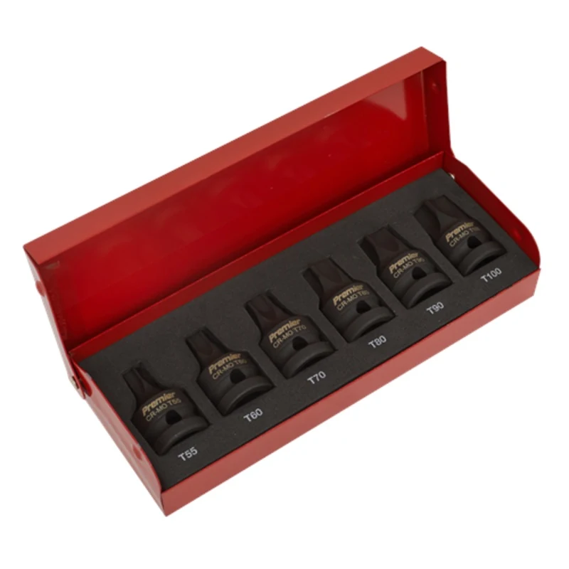 Sealey Premier Impact TRX-Star* Socket Bit Set 6pc 1/2"Sq Drive